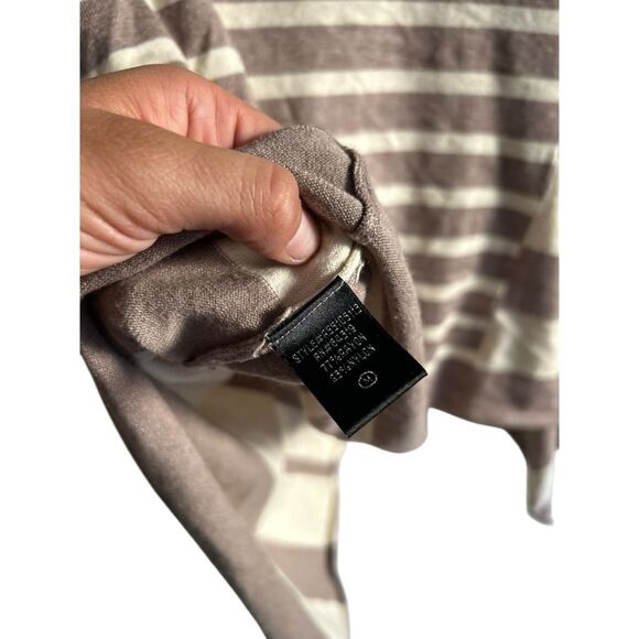 Cyrus Cream Brown Striped Asymmetrical Open afront Cardigan Size M Contemporary - Picture 8 of 10